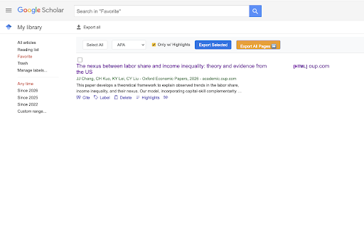 Google Scholar Highlights Export :: Batch export highlights and comments from Google Scholar My Library.