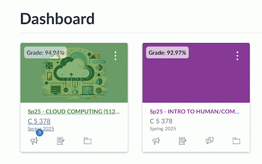 Canvas Grades :: View your course grades on the dashboard