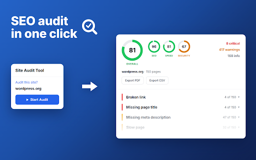 Site Audit Tool :: Run a full site audit tool with technical SEO audit and SEO website checker to find issues and get an SEO report.