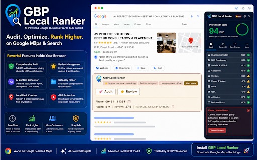 GBP Local Ranker — GMB Audit :: Stable Google Maps and Search auditing with automatic review QR posters, license plans, and review replies.