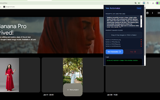 Veo Automator :: Automated video generation from prompts and images for Veo 3.1 tool.