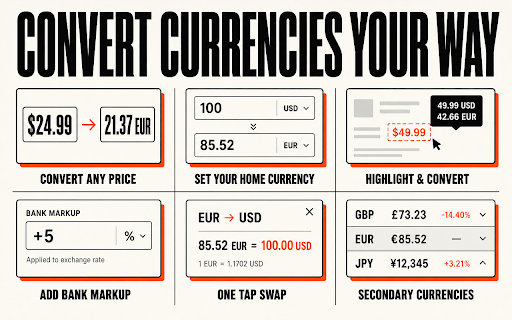 RATE — Currency Converter & Exchange Rates :: Highlight any price on any page to convert it instantly — 160+ currencies, BTC & ETH, mid-market rates.