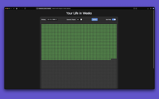 Life in Weeks :: Visualize your life in weeks on every new tab – Make each one extraordinary!