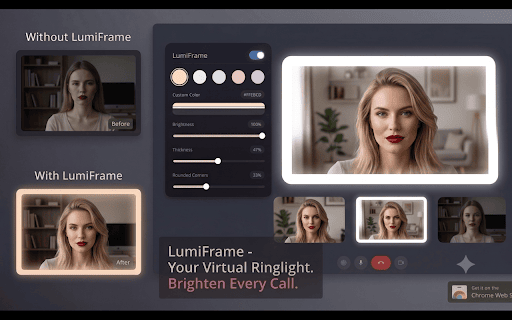 LumiFrame :: Your Face Deserves Better Light. A customizable virtual ring light for video calls.