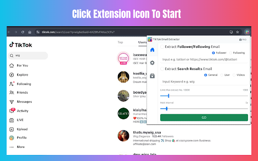 TKEFinder - Tiktok Email Finder :: Find Email from Tiktok search result and user followers/following