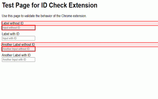 Check Elements ID :: Verifies if every element on the webpage has an ID and highlights those without IDs.