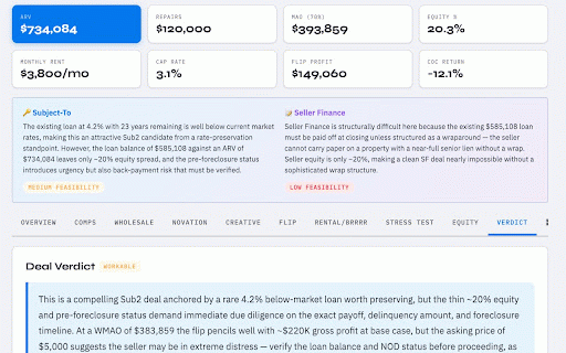 DealSnap Quick Analyzer :: One-click property analysis. From any listing page, send the address to DealSnap for ARV, MAO, and exit strategies.
