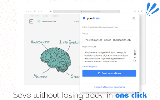 YourBrain - Save Anything in 1-Click, All in One Place :: Save the current page to your yourBrain dashboard in one click.