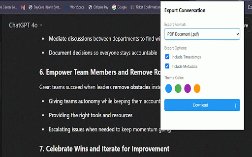 Chat Conversation Exporter :: Export chat conversations from various LLM platforms (Markdown, PDF, HTML, JSON)