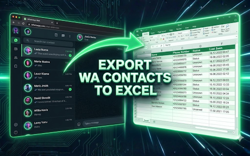 Snatch WhatsApp Exporter :: Export WhatsApp Web contacts to CSV, Excel, JSON or VCard. Extract names, phones and messages quickly and securely.