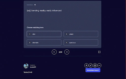 StudyState Export :: Converts any Quizlet set to the format used by the `Import Quizlet` feature on StudyState.net