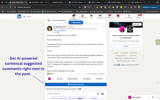 LinkedIn Comment Assistant :: Suggests human-like, relevant LinkedIn comments based on post text, tone, and length.