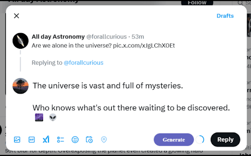 Auto-Reply :: Auto-Reply: AI-Powered Responses for X
Effortless Engagement. AI-Powered Replies. More Impressions.
Auto-Reply is your secret…