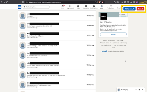 LinkedIn Invite Cleaner :: Withdraw LinkedIn invites older than selected months.