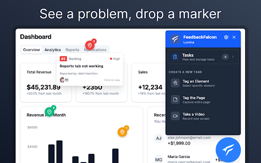 FeedbackFalcon :: FeedbackFalcon Chrome Extension - Report bugs and manage tasks directly from any webpage.
