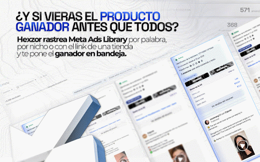 Hexzor Scraping :: Detecta productos y páginas ganadoras de dropshipping en Meta Ads Library. Clasifica por tiers y recomienda qué testear.