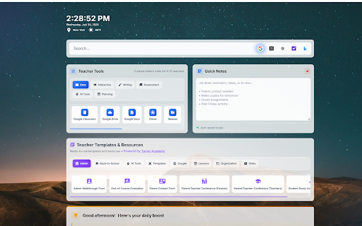 TeacherTab :: Transform every new tab into a digital breakroom for teachers. Access essential tools, daily tips, and community resources.