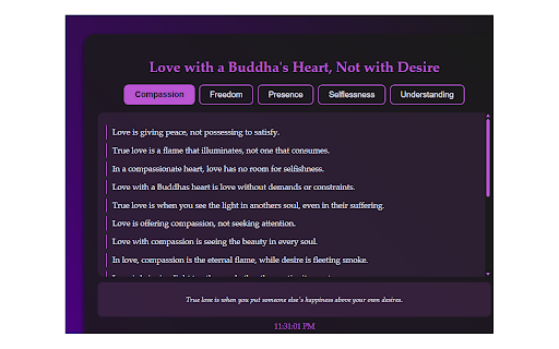 Love with a Buddha's Heart :: A extension with 100 quotes on loving with compassion, not desire
