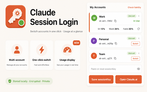 Claude Session Login :: Manage multiple Claude sessionKeys and switch claude.ai logins in one click.