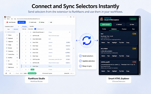 RunMacro Smart HTML :: Smart HTML selector, explorer, and recording bridge for RunMacro automation.