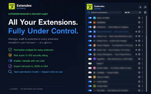 Extendex - Permission & Access Checker :: Review installed Chrome extensions, understand declared permissions, and spot broad browser access.