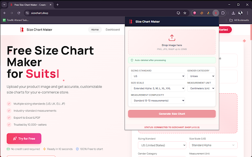 Size Chart Maker :: Generate professional size charts from garment images using AI. No login required.
