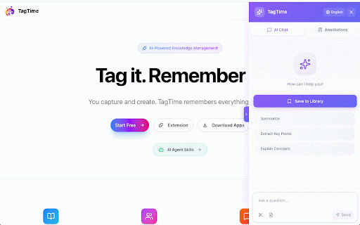 TagTime.AI - Collect & Organize Web Pages :: Save web pages to your personal knowledge base. One-click save, add tags, and organize your bookmarks with TagTime.
