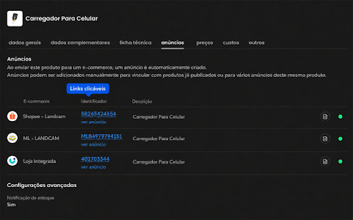 MarketLinker :: Abre anúncios da Shopee, Mercado Livre e Loja Integrada diretamente pelo ERP da Olist.
