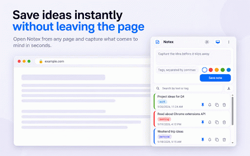 Notex - Quick Notes :: Save ideas and quick notes with one click. With tags, colors, reminders, and capture from any page.