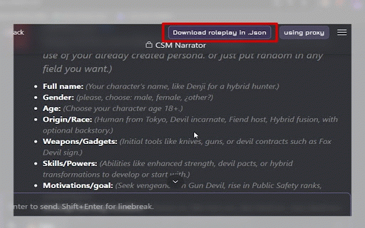 JanitorAI Chat Exporter :: Export your JanitorAI roleplay chats to JSON file.