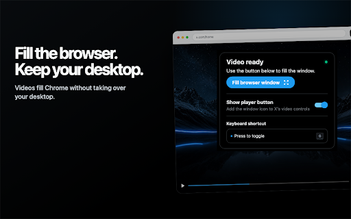 X Windowed Fullscreen :: Make videos and broadcasts on X fill the browser window without entering system fullscreen.