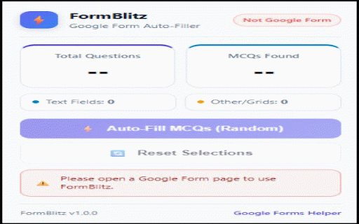 FormBlitz — Google Form Auto-Filler :: Instantly count questions and auto-fill multiple-choice options on Google Forms with a single click.