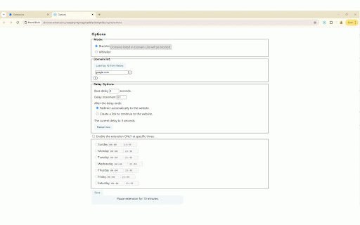 Pause Block :: Pause Block - Delay distracting websites.