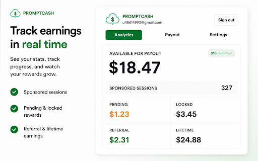 PromptCash :: Earn rewards while using your favorite AI tools.