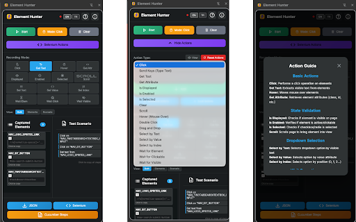 Element Hunter :: Capture web elements for Selenium automation with smart naming and side panel