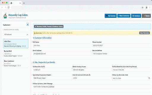 SimpleCRM & Billing :: Customizable customer record, project management, and invoicing manager with top-nav theme engine and server sync toggles.