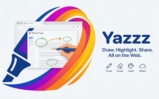 Web Page Draw - Yazzz :: Draw, highlight, and annotate on any web page. Drawings scroll dynamically with the page.