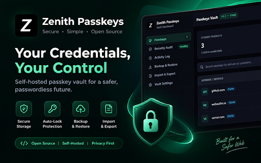 Zenith Passkeys :: Local-first passkey manager with encrypted vault