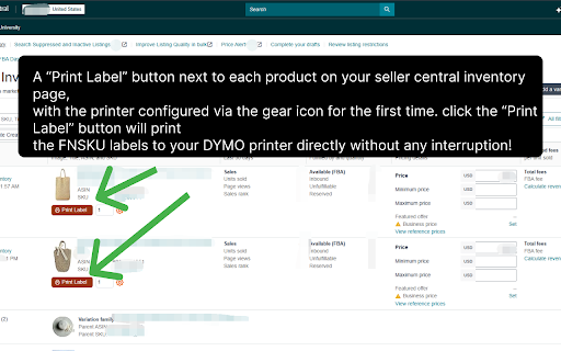 AZ Label Printer :: Print Amazon product item labels directly from Seller Central to thermal printers, no more PDF downloads or manual paper-cutting
