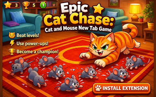 Epic Cat Chase: Cat and Mouse New Tab Game :: An exciting cat-and-mouse chase right in your new tab. Unlock cool skins, explore different locations, and set new high scores!