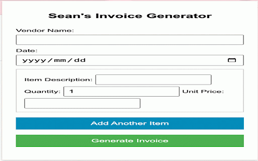 Seans Invoice Generator :: Create invoices by entering name, date, and unit price.