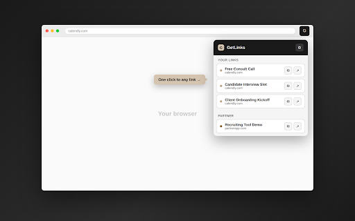 GetLinks :: Quick access to your booking links and affiliate/partner booking links.