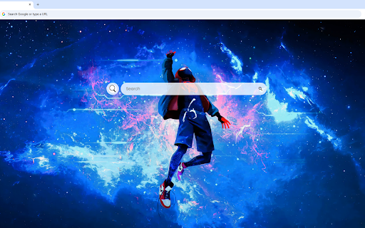 Spiderman Miles Lost in Space Live Wallpaper :: Miles Morales floating through a vibrant blue cosmic nebula with glowing energy effects.