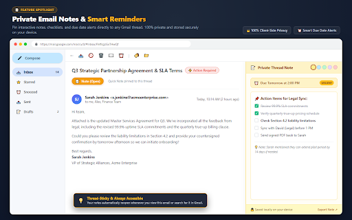 DodaInbox - Power Toolkit for Gmail :: Supercharge Gmail with private notes, snippets, tracker blocker, templates, quick labels, and thread search.