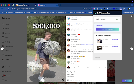 GetTranscribe :: Transcribe videos from Instagram and TikTok with one click
