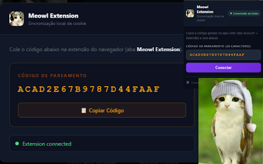 Meowl Extension :: Sincroniza o cookie da Eldorado com o Lister app (conexão local).