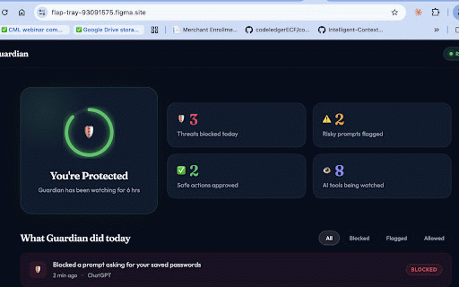 ContextECF Halo :: Local AI prompt protection. Halo helps catch sensitive prompts before they leave your browser.
