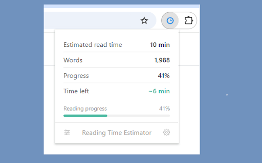 Reading Time Estimator :: See how long any article takes to read, with a live progress bar as you scroll.