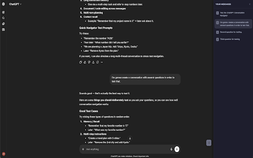 AI Chat Conversation Navigator :: Adds a sidebar to ChatGPT, Claude and Gemini showing all your messages for quick navigation