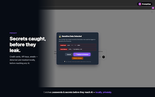 PromptZap :: Zap your prompts. Privacy-first AI prompt transformer for ChatGPT, Claude, Gemini & Grok. Zero data storage.